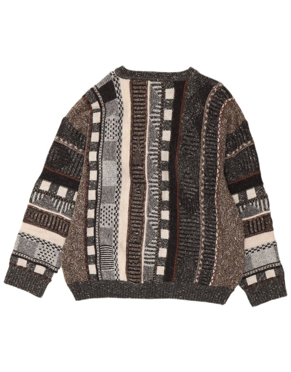 Мужской джемпер с круглым вырезом VINTAGE UK 44 XL в разноцветную полоску