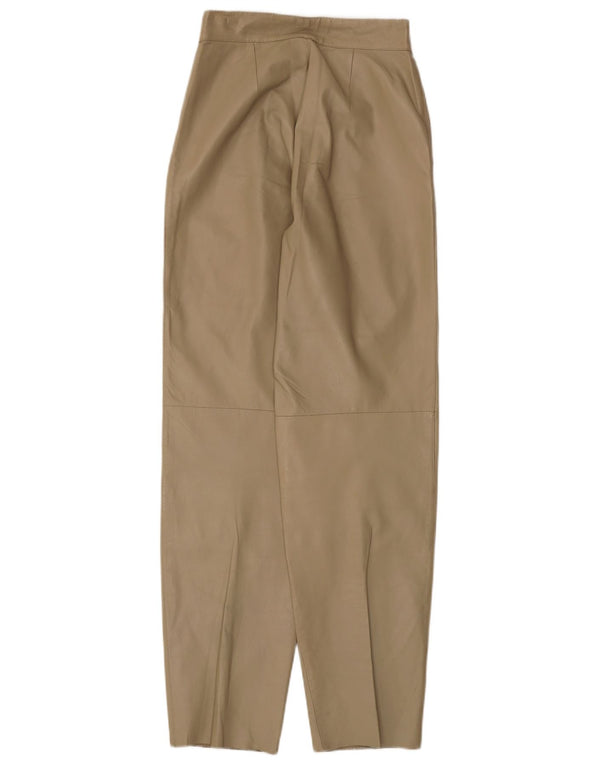 C&A Womens Tapered Leather Trousers EU 40 Medium W28 L32 Beige Leather