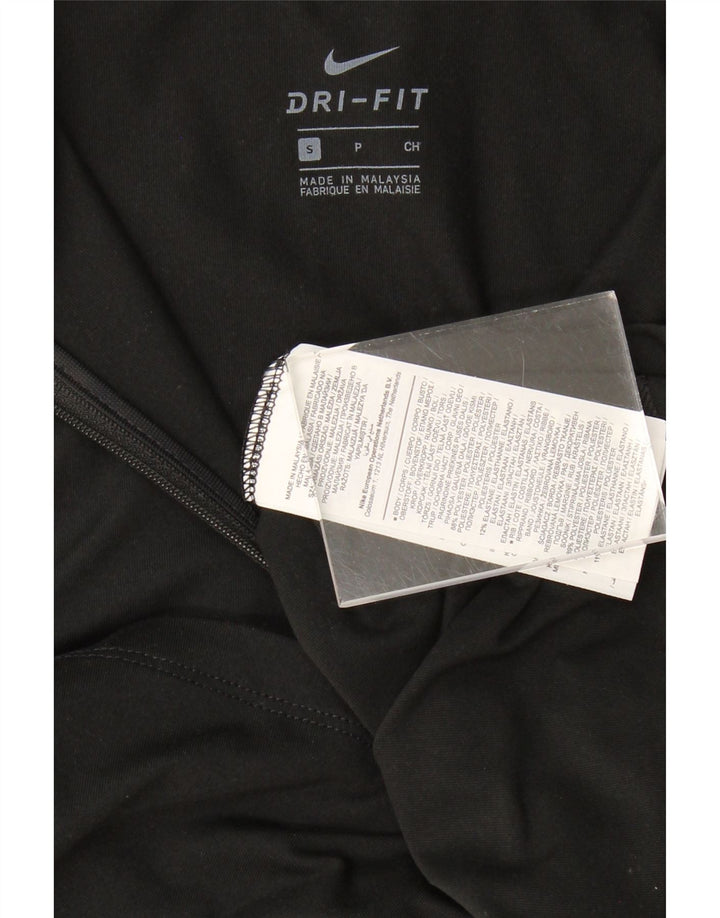 NIKE Mens Dri Fit Abstract Pattern Zip Neck Top Long Sleeve Small Black