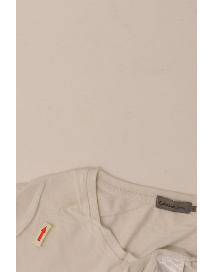 CALVIN KLEIN JEANS Мужская футболка с рисунком, большой белый хлопок