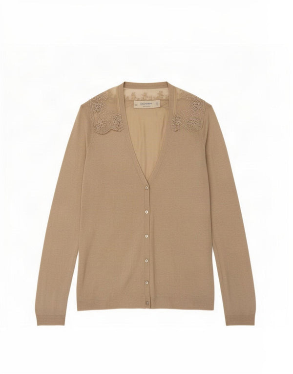 Женский кардиган Zara UK 10, маленький размер, бежевый с цветочным принтом