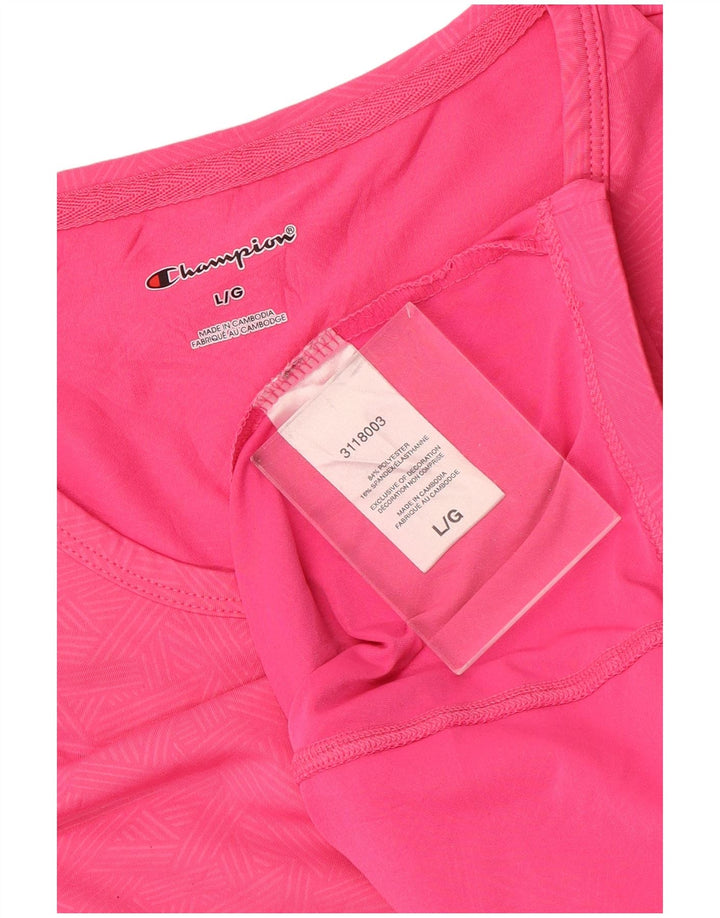 Женская футболка Champion Top UK 16, большой розовый полиэстер с геометрическим рисунком, спортивная