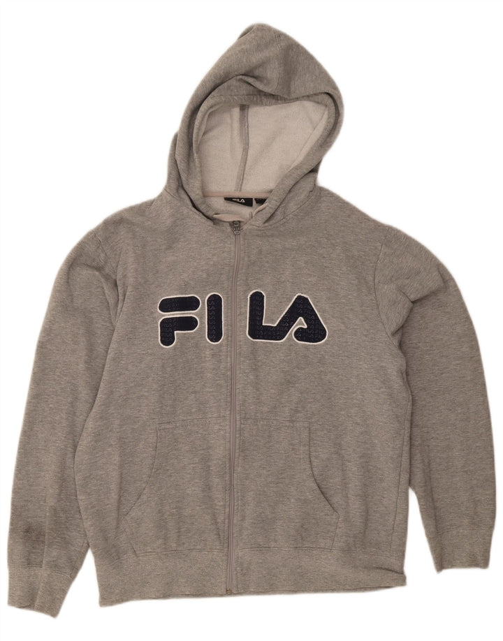 Fila Мужской свитер с капюшоном и молнией с графическим рисунком, средний серый