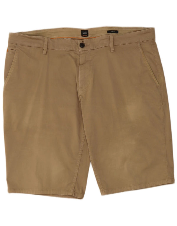 HUGO BOSS Mens Slim Fit Slim Fit Chino Shorts W40 XL Beige Cotton