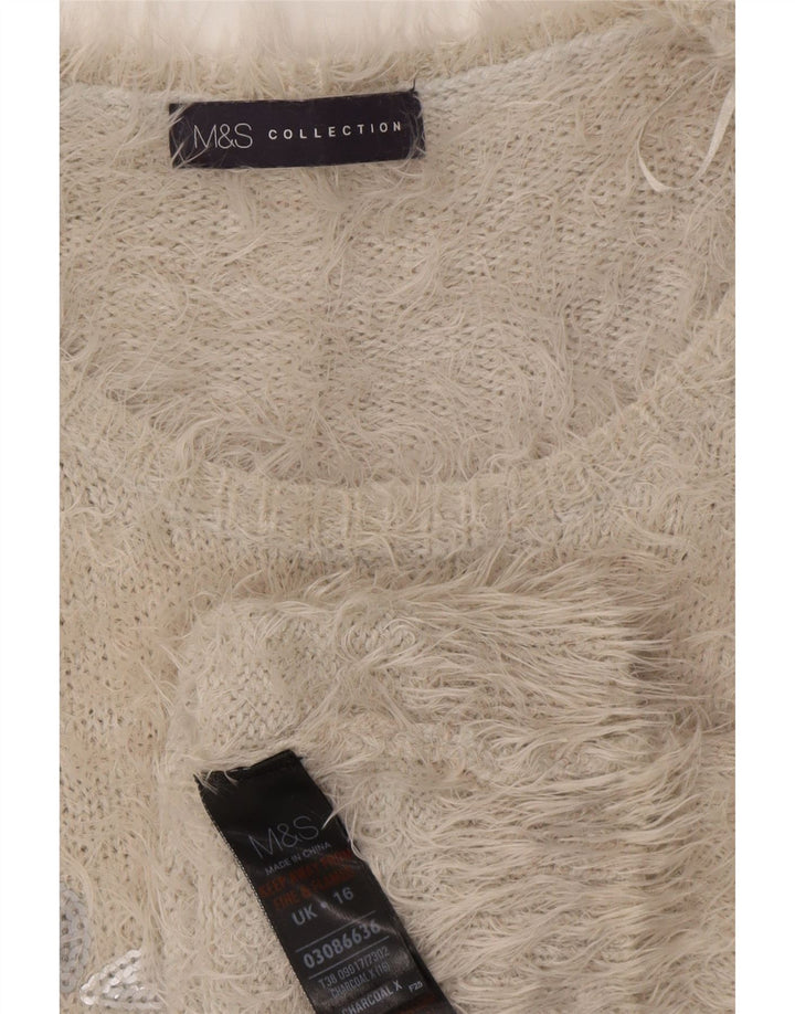 Женский джемпер с вырезом «лодочка» Marks & Spencer, Великобритания 16, большой серый с цветочным принтом