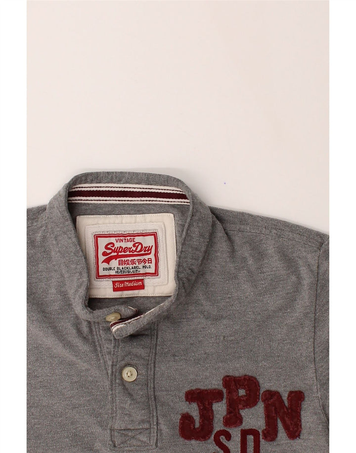 SUPERDRY Mens Graphic Polo Shirt Medium Grey Cotton Vintage Superdry and Second-Hand Superdry from Messina Hembry 