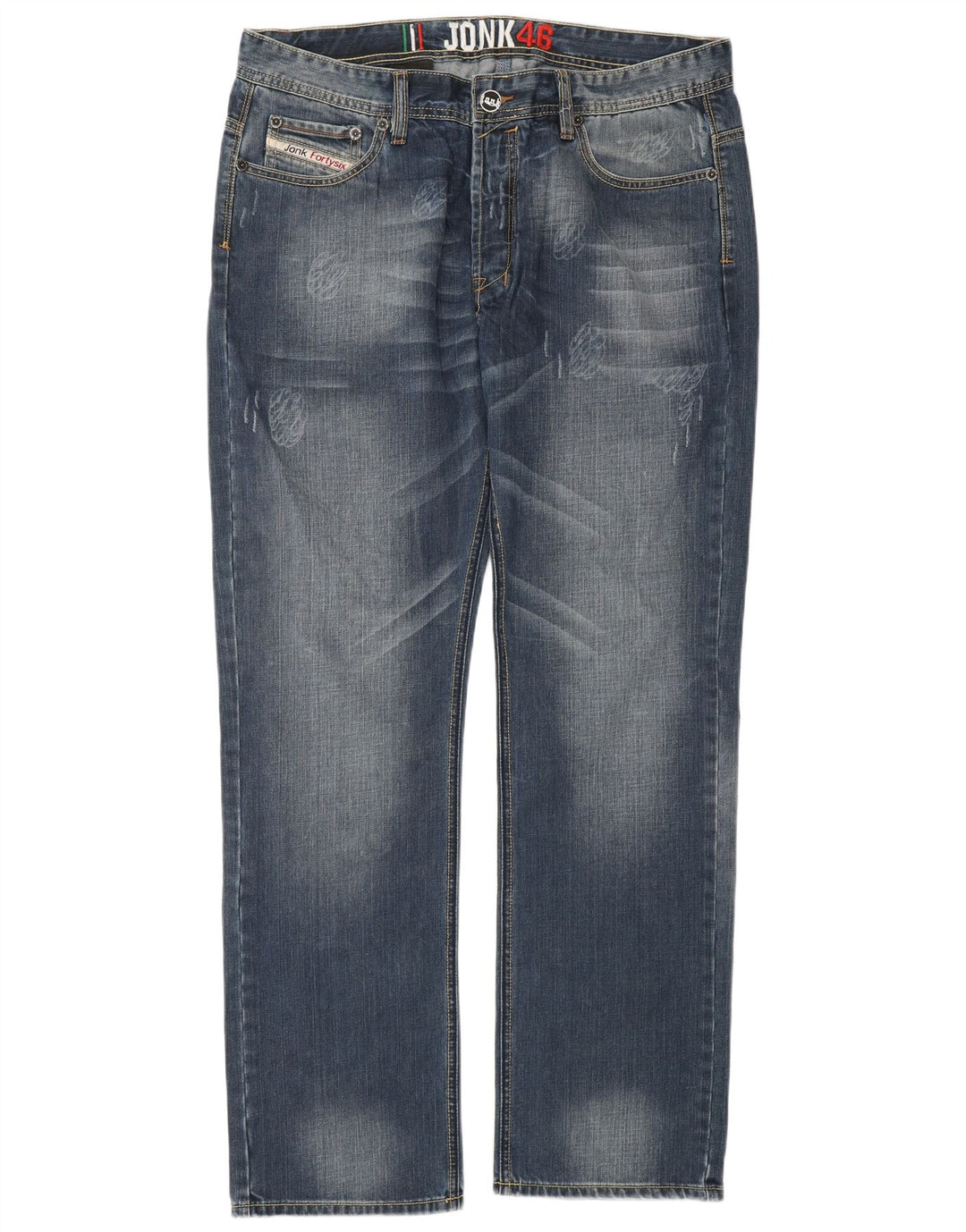 Винтажные мужские потертые прямые джинсы IT 54 2XL W36 L34 Синий хлопок