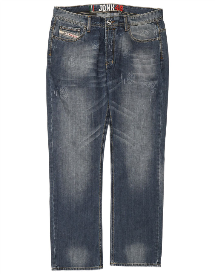 Винтажные мужские потертые прямые джинсы IT 54 2XL W36 L34 Синий хлопок