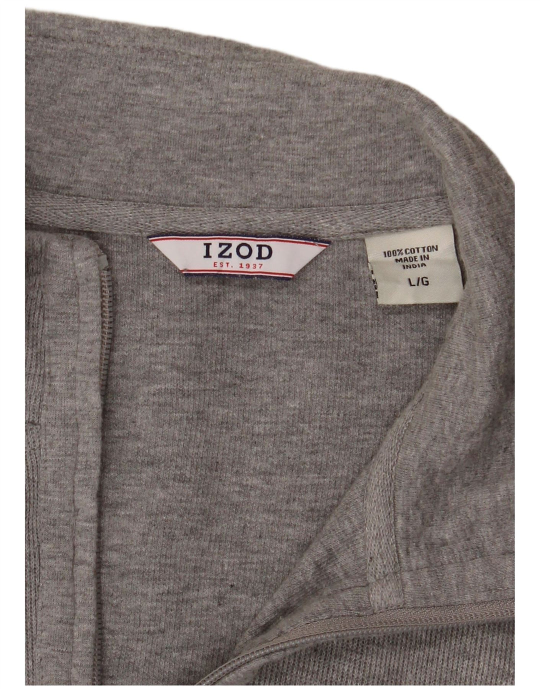IZOD Мужской джемпер с воротником на молнии, большой серый хлопковый свитер