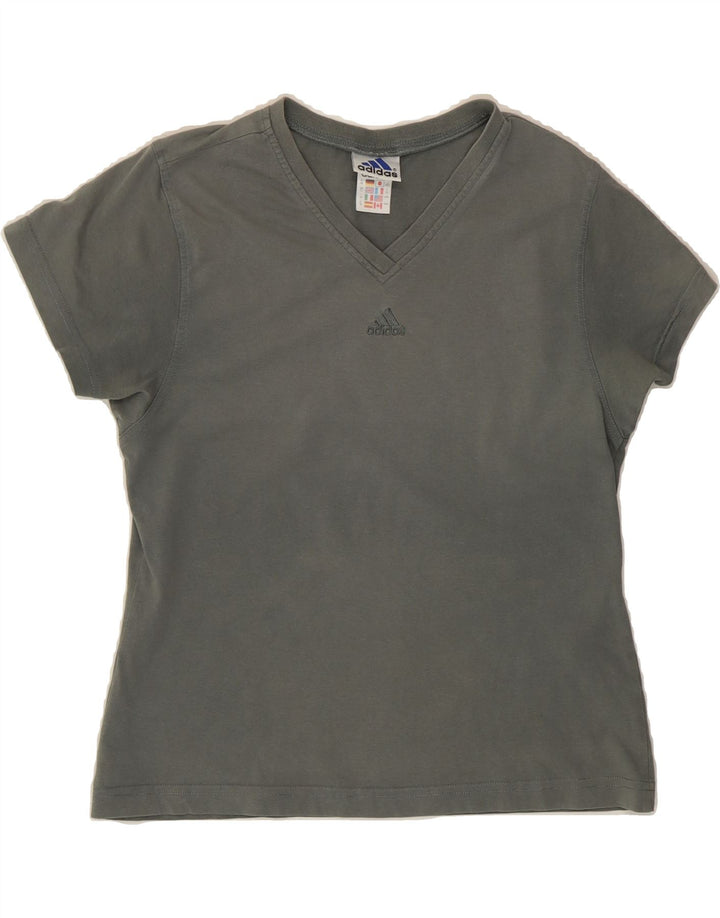 ADIDAS Womens T-Shirt Top UK 14 Medium Grey Cotton Vintage Adidas and Second-Hand Adidas from Messina Hembry 
