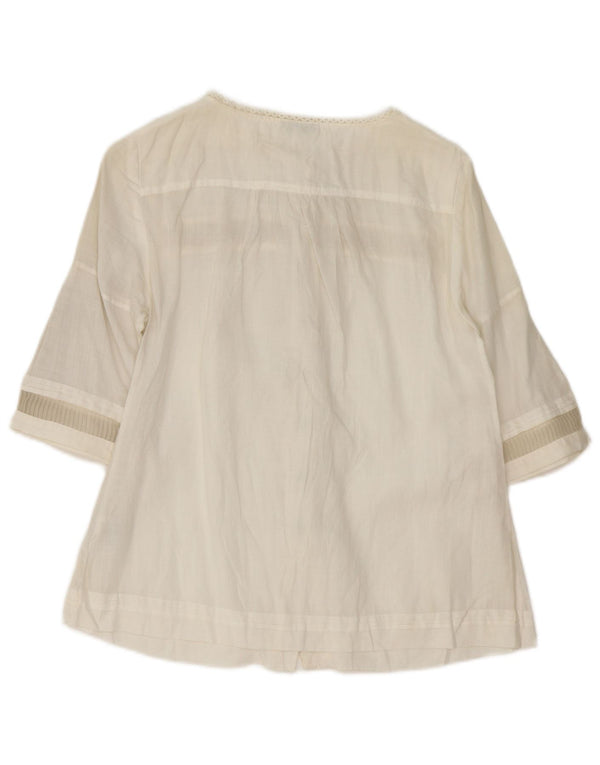 Massimo Dutti Женская Блузка-Рубашка с Коротким Рукавом EU 40 Medium Off White Ramie