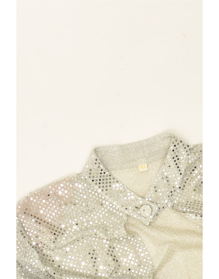 VINTAGE Womens Cardigan Top EU 42 Large Silver | Vintage Vintage | Thrift | Second-Hand Vintage | Used Clothing | Messina Hembry 