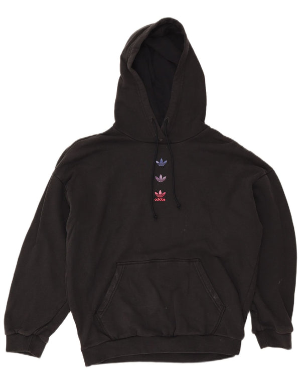 Женский джемпер с капюшоном ADIDAS в стиле оверсайз UK 12, средний черный, хлопок