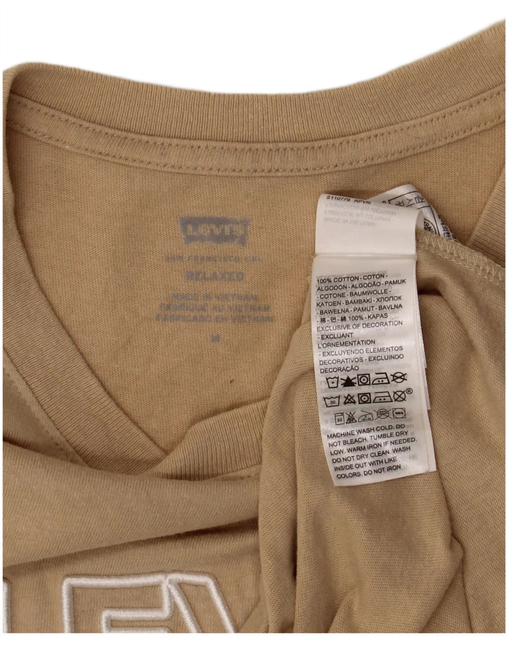 Мужская футболка свободного кроя Levi's с рисунком, хлопковый топ среднего бежевого цвета