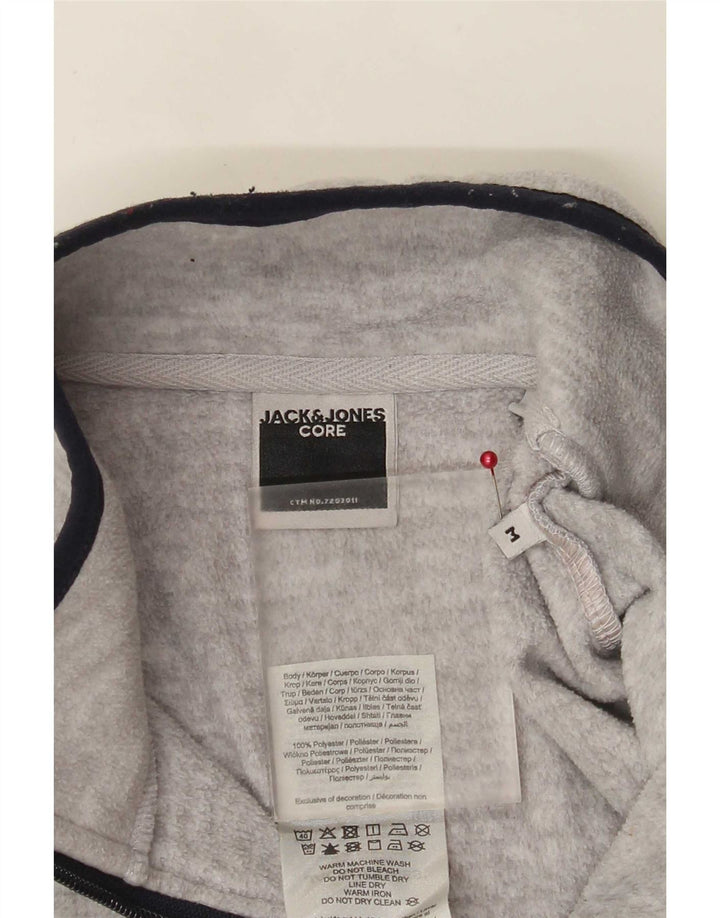Мужской флисовый джемпер Jack & Jones с воротником на молнии, средний серый, полиэстер с цветными блоками