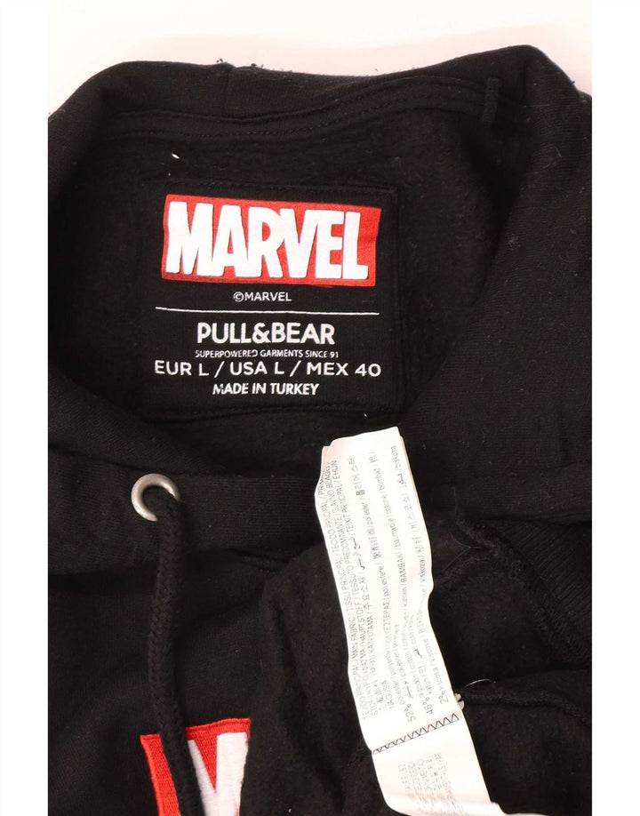 Мужской джемпер с капюшоном Pull & Bear, большой черный полиэстер с рисунком Marvel