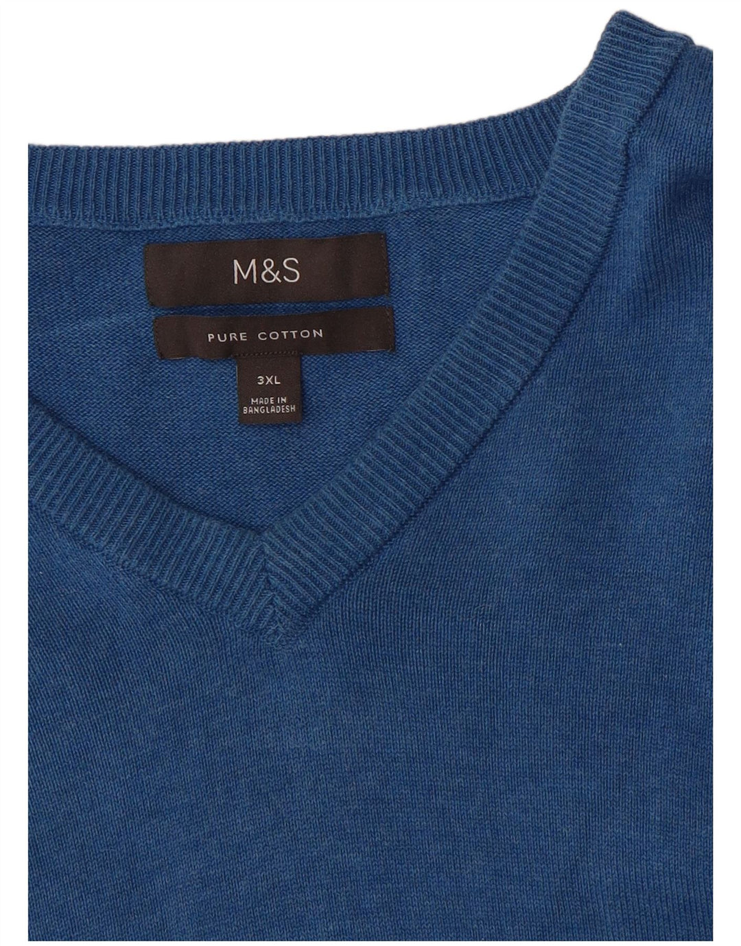 Мужской джемпер с v-образным вырезом Marks & Spencer 3XL, синий хлопок