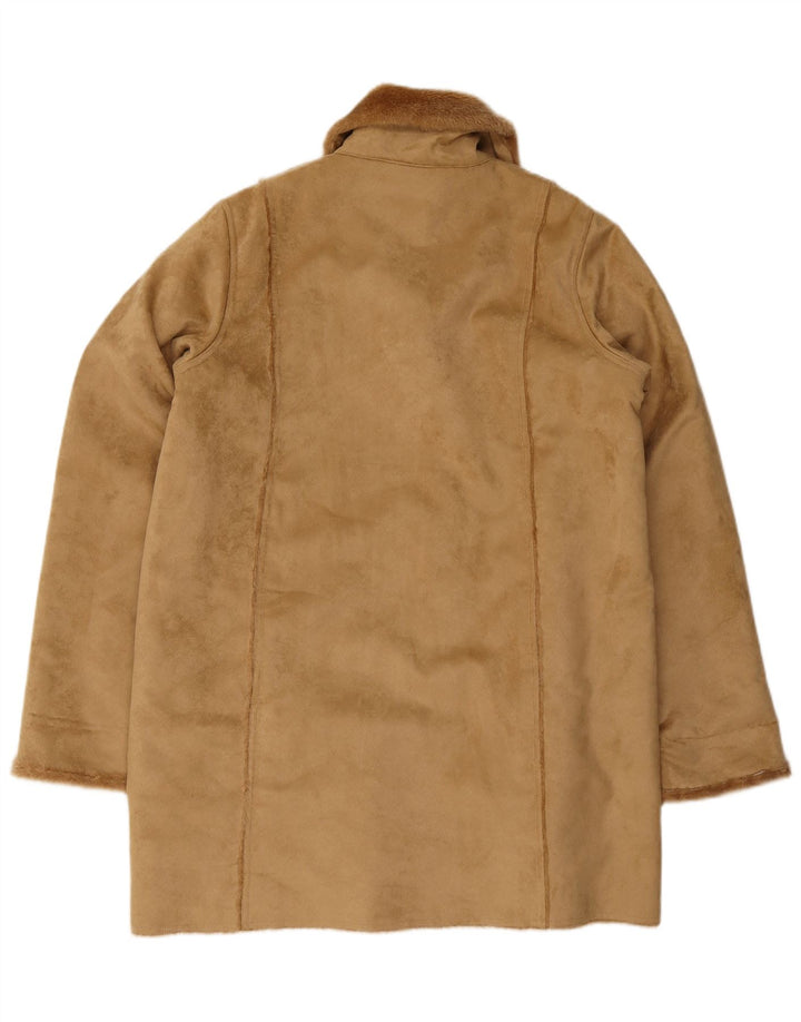 Классическое женское пальто из шерпы UK 18 XL, бежевый полиэстер