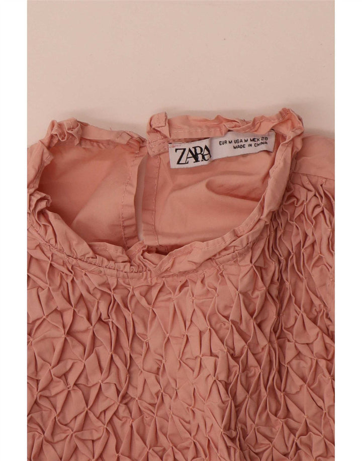 Женская блузка оверсайз с длинными рукавами Zara UK 12, средний розовый