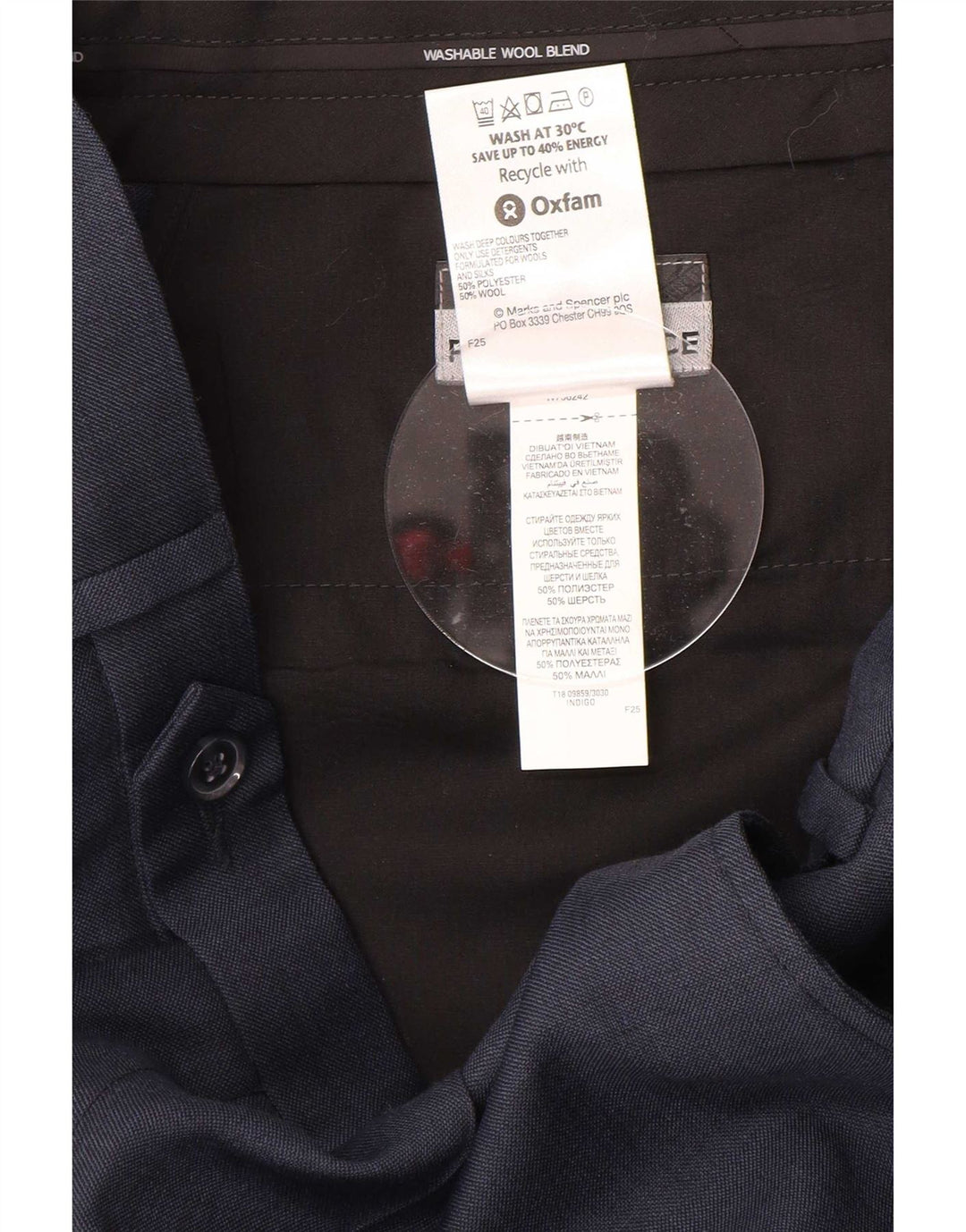 Мужские костюмные брюки Marks & Spencer W32 L31 темно-синие из полиэстера