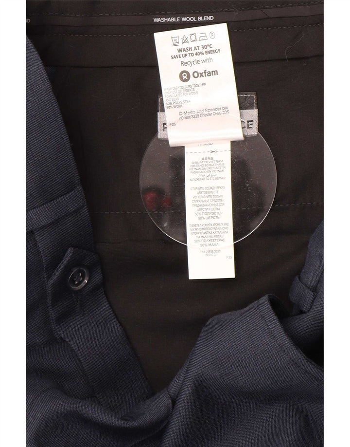 Мужские костюмные брюки Marks & Spencer W32 L31 темно-синие из полиэстера