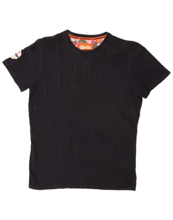 SUPERDRY Мужская футболка с рисунком Топ среднего размера, темно-синий, хлопок