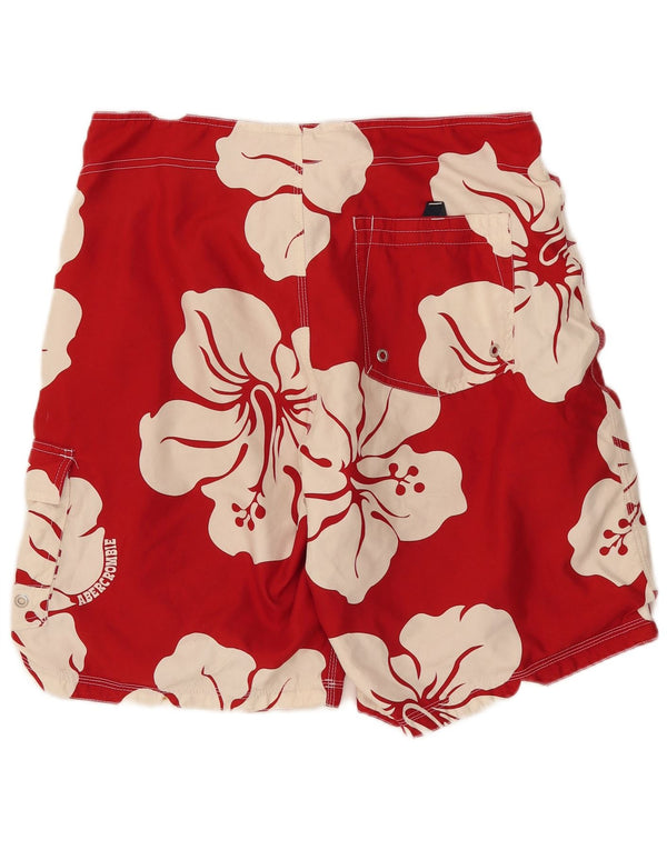 Мужские шорты для плавания с рисунком Abercrombie & Fitch, большие красные с цветочным принтом