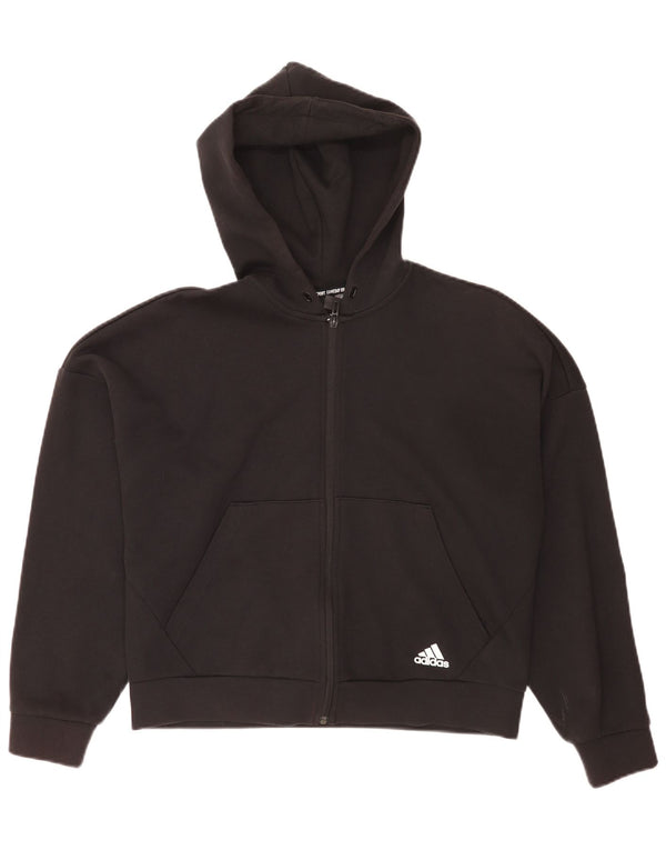 Женский укороченный свитер с капюшоном на молнии Adidas UK 12/14, средний черный