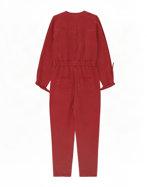 Женский джинсовый комбинезон оверсайз Zara UK 6 XS, красный хлопок, 80-е