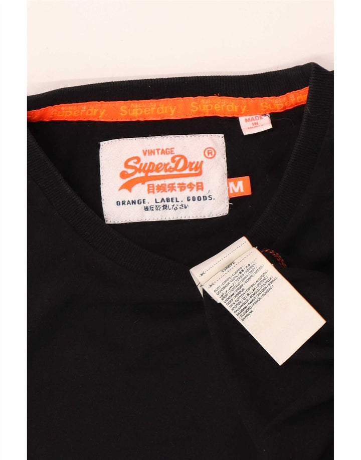 Мужская футболка Superdry Top из хлопка среднего размера, черная