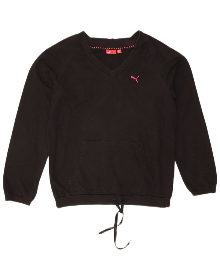 Женский свитер оверсайз Puma UK 10, маленький черный хлопковый джемпер