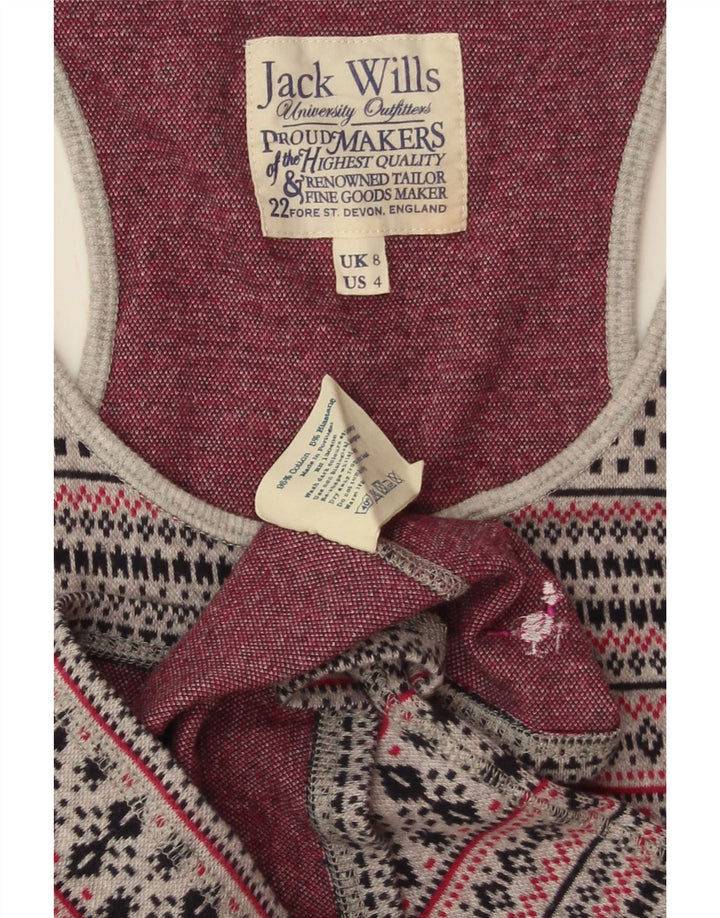 JACK WILLS Женский жилет Top UK 8 Маленький Серый Хлопок Fair Isle