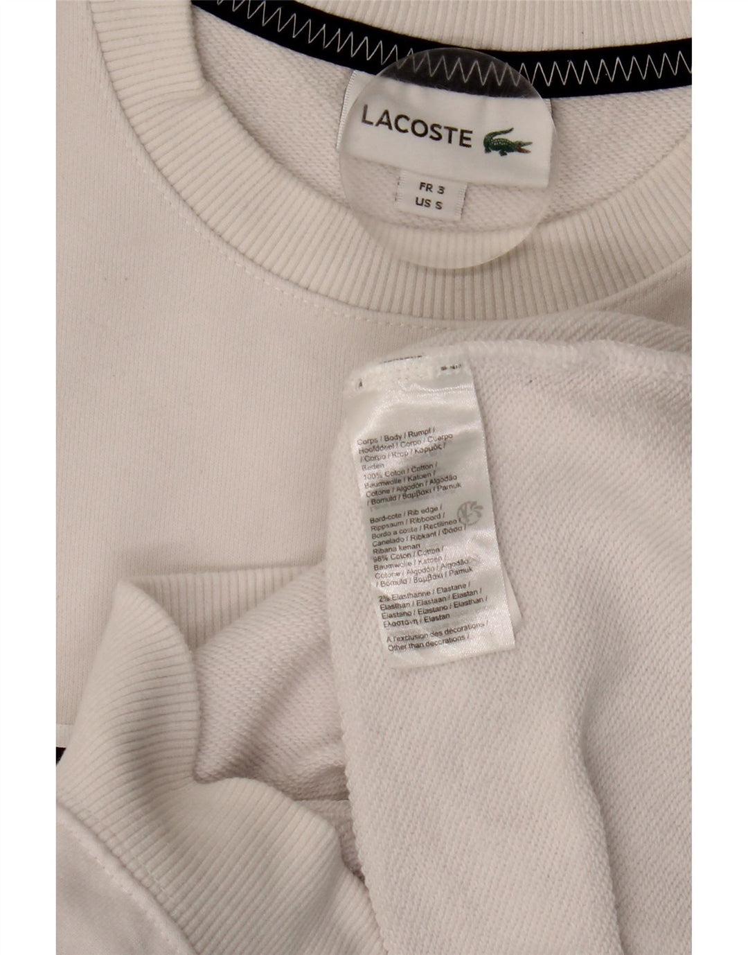 Мужской свитшот с рисунком Lacoste, размер 3, маленький, белый хлопок