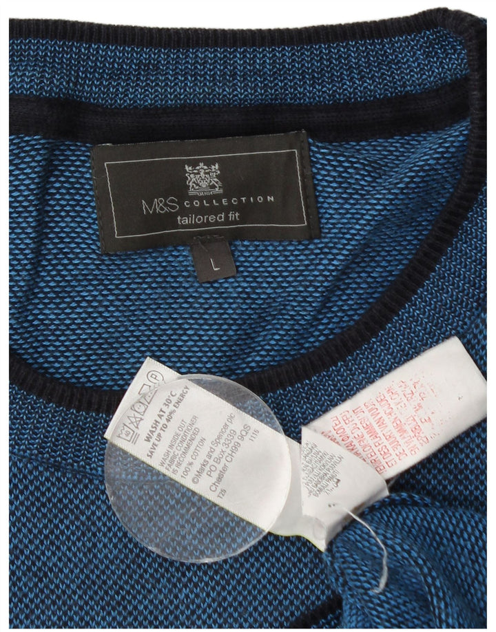 Мужской свитер с круглым вырезом Marks & Spencer, большой синий