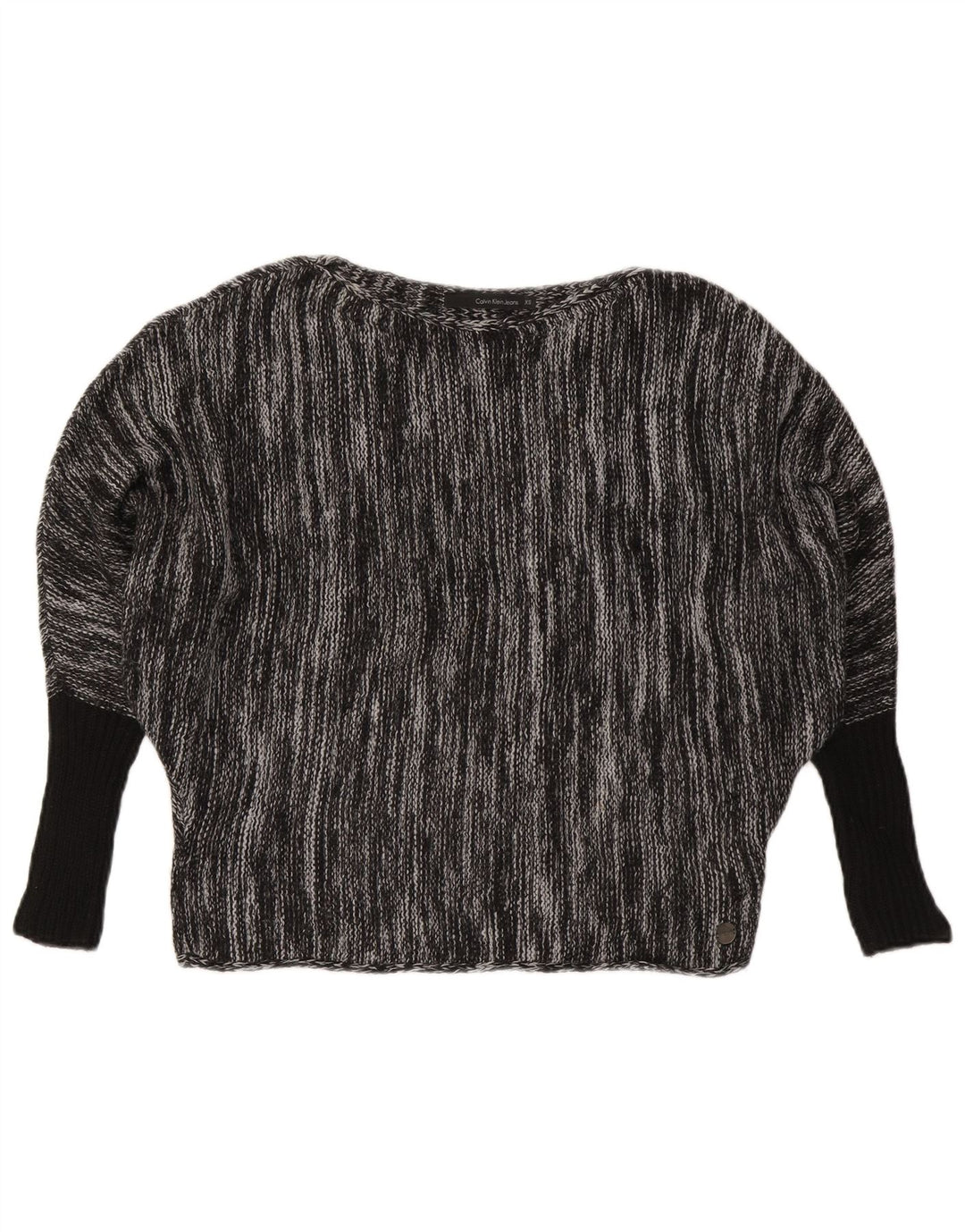 Женский джемпер с вырезом «лодочкой» CALVIN KLEIN JEANS UK 6 XS, серый в крапинку