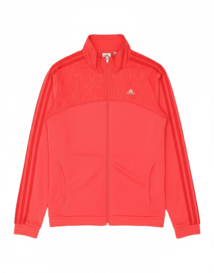 ADIDAS Womens Climalite Tracksuit Top Jacket UK 8/10 Small Red Polyester