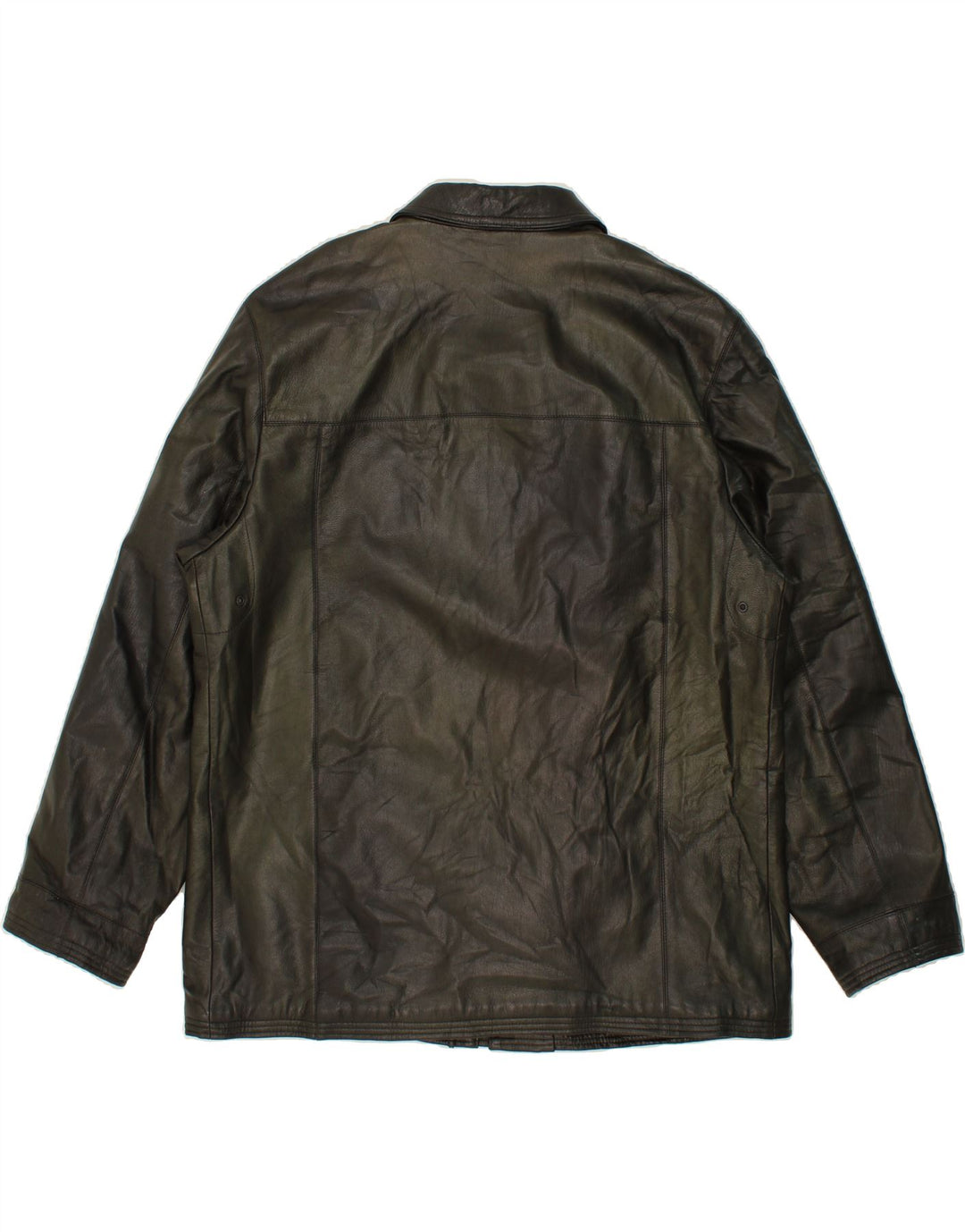 Мужская кожаная куртка GREEN LEAVES UK 44 2XL зеленая кожа