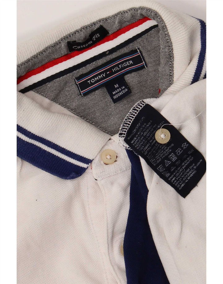 Мужская рубашка-поло с рисунком Tommy Hilfiger среднего размера, белая с цветными блоками