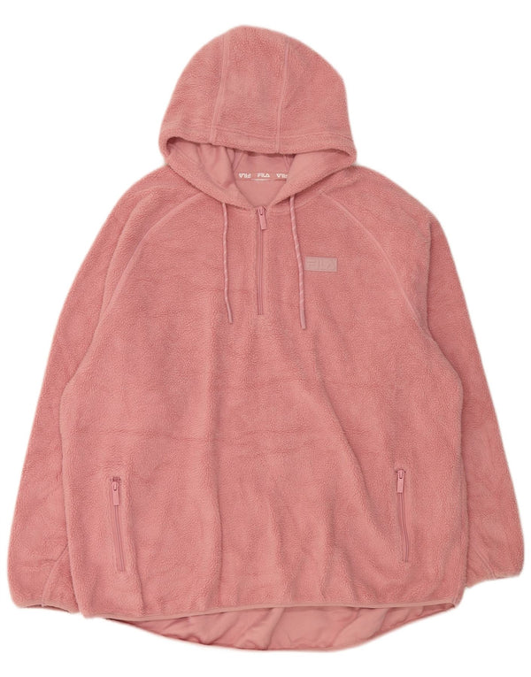 Fila Женский флисовый джемпер с воротником на молнии UK 22 3XL Розовый полиэстер