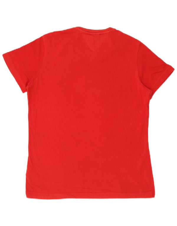 Женская футболка с рисунком Tommy Hilfiger Top UK 12, средний красный хлопок