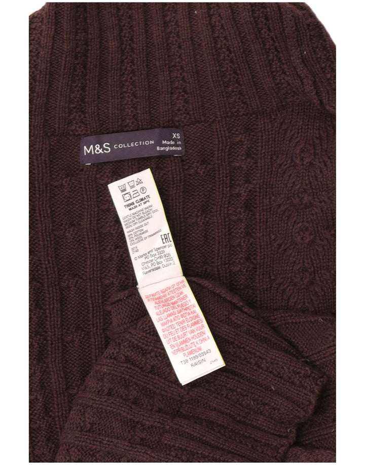 Женский свободный джемпер с высоким воротником Marks & Spencer, Великобритания 6 XS, коричневый