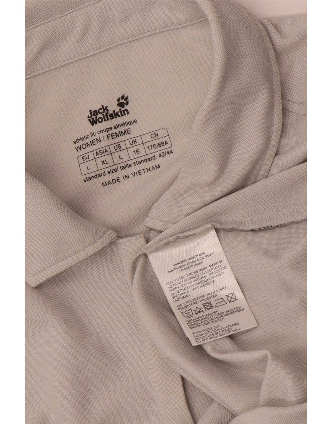 Женская рубашка поло Jack Wolfskin UK 16, большой серый полиэстер