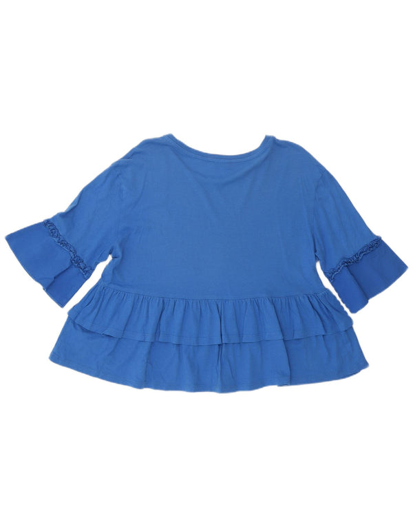 Женская укороченная футболка Benetton Top UK 12 Medium Blue