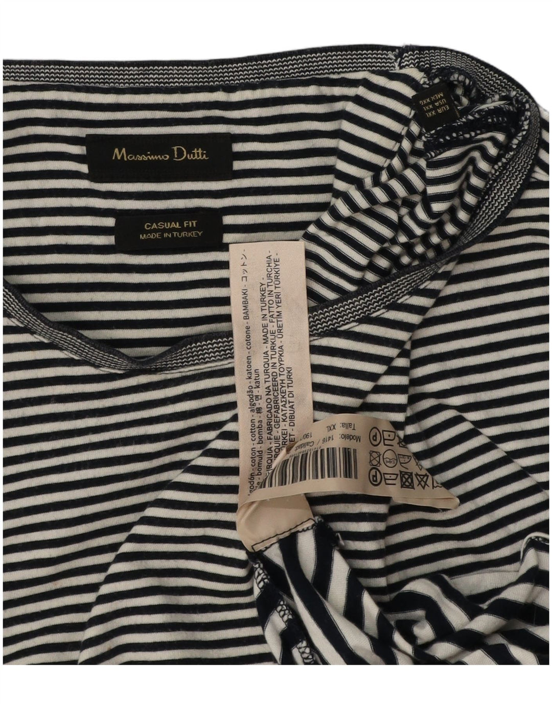 Женская повседневная футболка MASSIMO DUTTI Top UK 20 2XL, хлопок в черную полоску