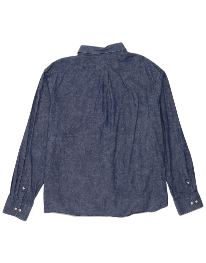 Мужская рубашка стандартного кроя Ralph Lauren 2XL темно-синяя с цветочным принтом из эластана