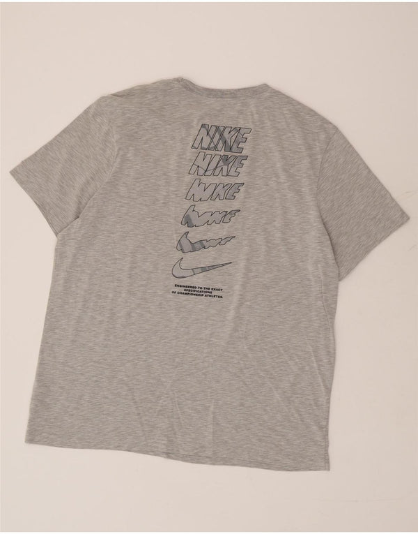 Мужская футболка с рисунком Nike Dri Fit, топ XL, серый хлопок