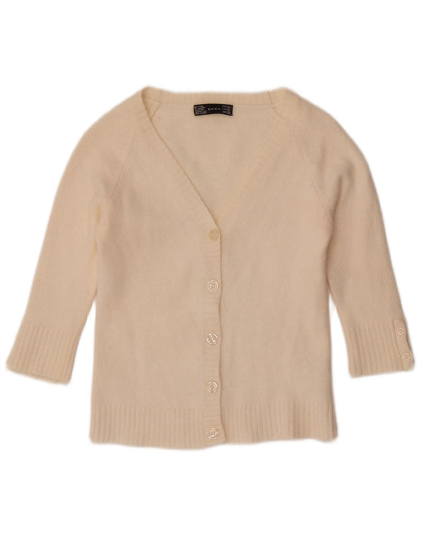 Женский укороченный кардиган с рукавами 3/4 Zara UK 14, большой размер, белая шерсть