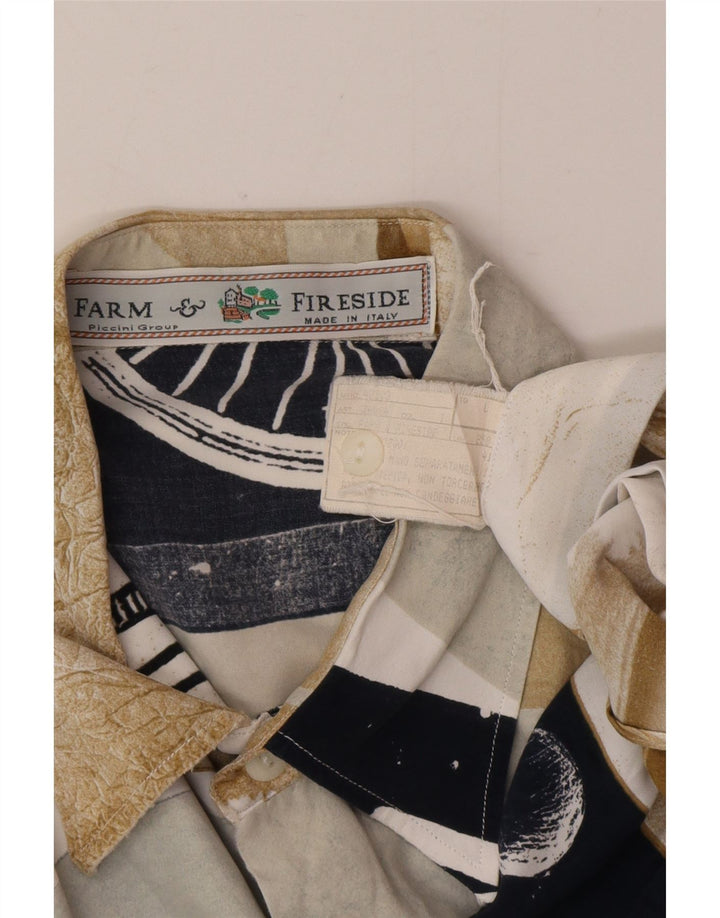 Винтажная мужская рубашка с коротким рукавом, большая разноцветная лоскутная вискоза