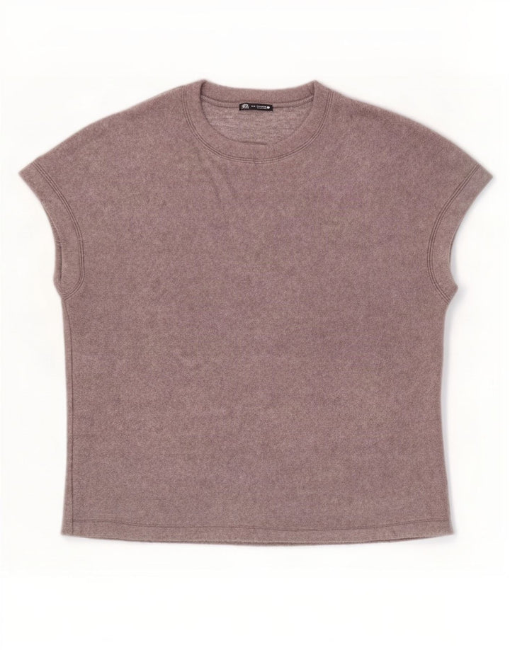 Женская футболка Zara Top UK 14, средний серый акрил