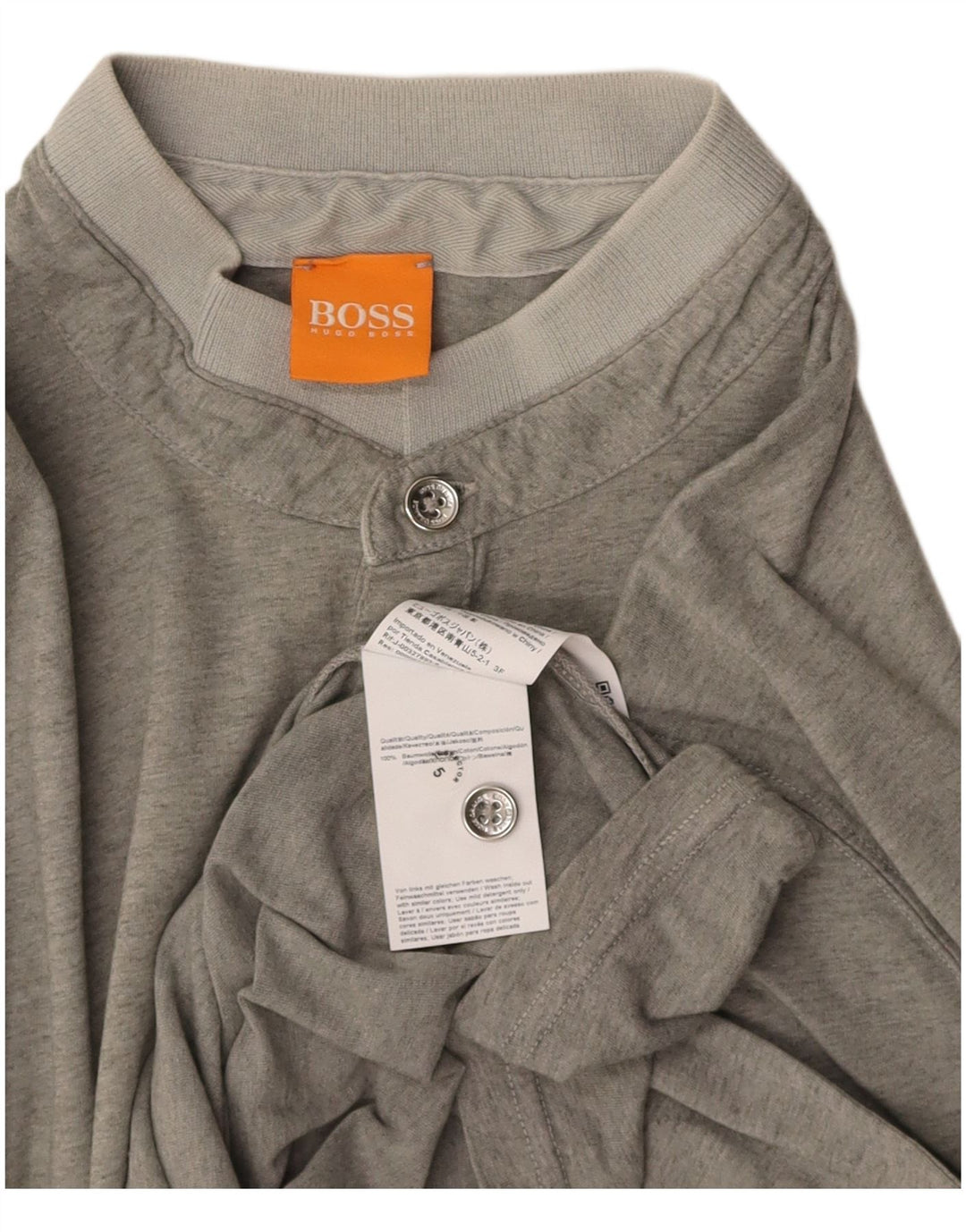 HUGO BOSS Mens Polo Shirt Medium Grey Flecked Cotton